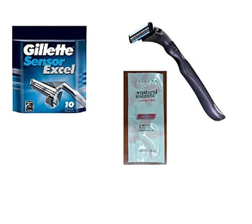 Compatible Razor Handle + Sensor Excel Refill Razor Blade Cartridges, 10 Ct. (handle holds Sensor Excel Blades) with FREE Loving Color trial size conditioner . World's Best Razor Holder ! Quality that is Out of This World ! Durable &amp; Rugged ! Super Build !