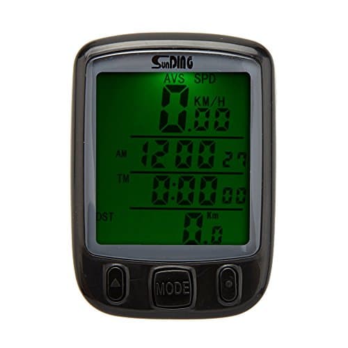Placa Waterproof LCD Display Bike Computer Wireless Odometer Speedometer with Green Backlight,Black