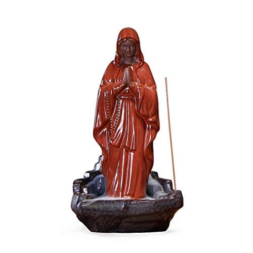 LEAFIS Waterfall Backflow Incense Burner Handcraft Ceramic Incense Cones Burner Holder (Virgin Mary)
