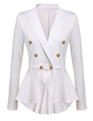 Gumod Women's Long Sleeve Solid Casual Work Office Slim One Button Short Blazer White XXL