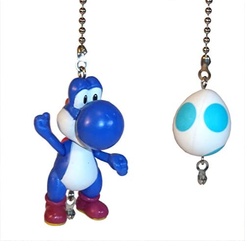 Mario Bros Ceiling Fan Pull Set by Wooden Androyd Studio (Blue Yoshi &amp; Egg)