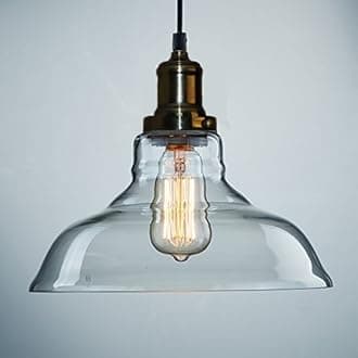 CrazyGadget® Filament Light Bulb B22 Edison Vintage Chandelier Ceiling Room Dinner Hall Club Pub Restaurant Modern Vintage Light Glass Shade Ceiling Pendant Lamp Fixture (Glass Shade with Fittings Only)