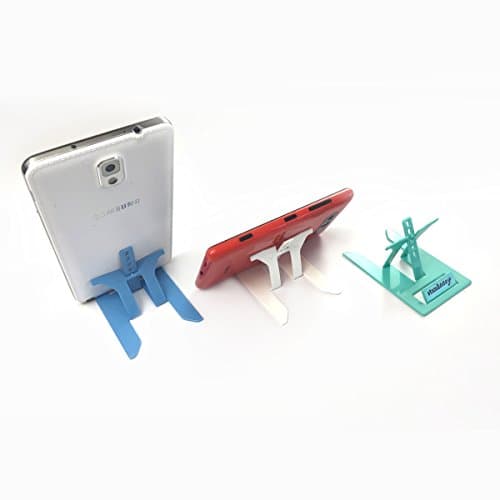 Universal foldable stand for phones, Kindle &amp; mini tablets (Aqua) - credit card sized for pockets - works with iPhone, HTC, Samsung, Motorola, Google, Nokia and more