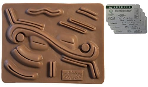 Suturing Training Pad Brown Large (Suturing Pad & 4x 4-0 Nylons)