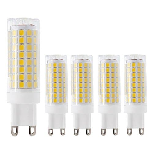 G9 LED Light Bulbs, 7W (60-75W Halogen Equivalent), Warm White(3000K), Not Dimmable G9 LED Bulb, AC 120V, 360°Beam Angle, G9 Base, G9 Bulb for Home 5 pack V
