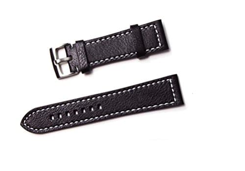 23mm/24mm Genuine Leather Watch Strap Great Replacement for Value Watches (23mm, Black)
