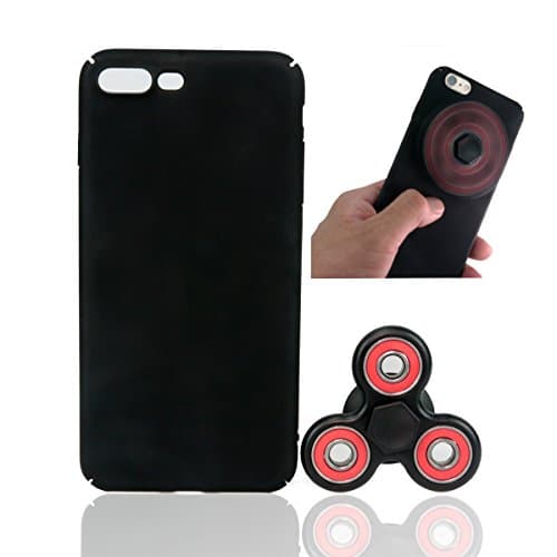 HanTop Ultra Light Full Body Coverage Plastic Matte Phone Case with Durable High Speed Fidget Spinner for iPhone 7 Plus (Black)