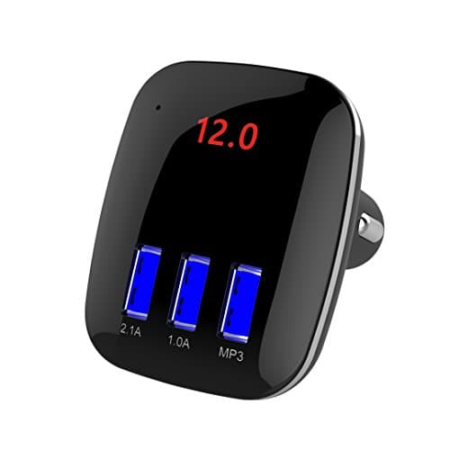 Bluetooth Transmitters FM Transmitter Car Charger Adaptor Bluetooth Receiver Car Kit Hands-Free Wireless Talking 15W Dual Port 3.1A USB Charger with MP3 Player and USB SD Card Reader for TF Card