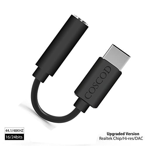 Pixel 2 USB C to 3.5mm Headphone Jack Adapter - Type C male to 3.5mm Female Stereo Earphone Converter, Realtek Chip Noise Reduction for Pixel 2/XL, HTC U11,Moto Z2,Samsung S8/N8 Essential ph-1