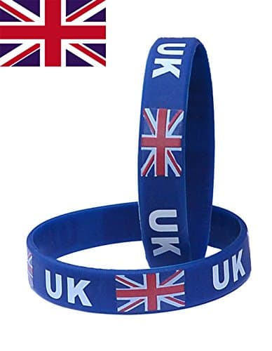 VEWCK Flag Silicone Bracelet Classic Bangle Letter pattern 40 countries 2-Pack (UK-Blue)