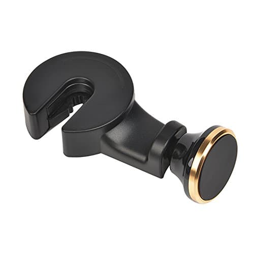 Car Headrest Hanger Mount Multi-functional Car Back Seat Phone Holder 360°Magnetic Car Hook for Cellphone iPad Bags or Clothes.(Gold)