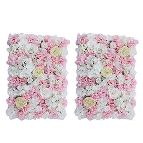 amleso 2pcs Silk Hydrangea Rose Flower Wall Panel Home Wedding Backdrop Decoration