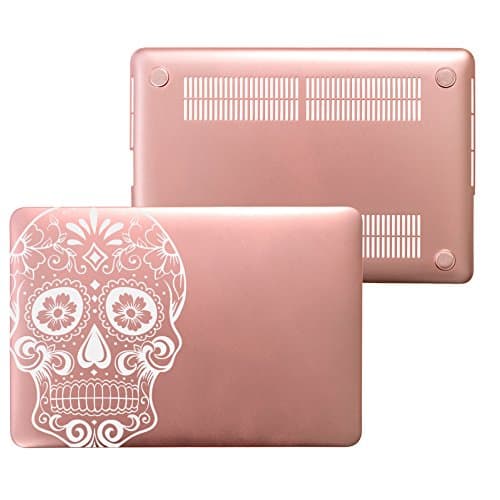 MacBook Air 13 Rose Gold Case, Plastic Hard Shell Snap On Case Cover for Macbook Air 13.3 inch (Only for Models: A1466 &amp; A1369) (Sugar Skull White)