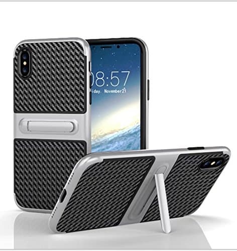 NEW IPHONE X Anti-Fall Protection Shockproof Cellphone Support Armor Hard TPU pc Cellphone case (silver)
