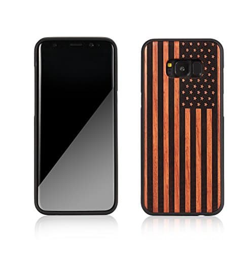 S8 Plus Case,Galaxy S8 Plus case,JuBeCo Wood Slim Case+TPU Bumper for Samsung Galaxy S8 Plus (us flag rosewood)