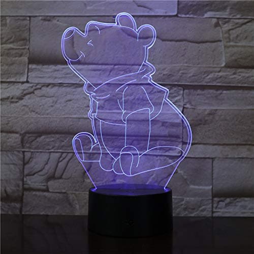 Zhuhuimin Winnie Led Night Light The Pooh Sensor Decor Bear 3D LED Lamp Teen Favorite Mr Sander USB Night Light Bedside Optical