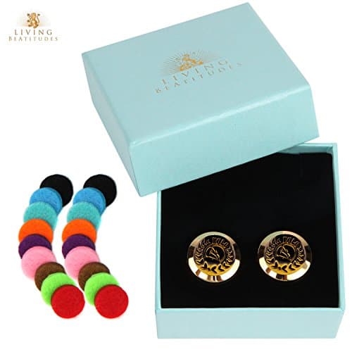 Living BeAtitudes Aromatherapy Essential Oil Diffuser Cufflinks with Colored Hypo-Allergenic Pads. Wear All Day Your Favorite Oil Scent.