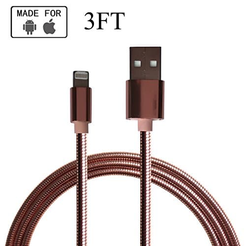 Titanium Micro USB Cable (3ft) (Pink) Super Hard Durable, Lightning Charging Cable for iPhone 7 7 Plus, 6S, 6 Plus, 5S, 4S, iPad Mini, iPod, Samsung Galaxy S7/S6/S5/Edge (1 Pack)