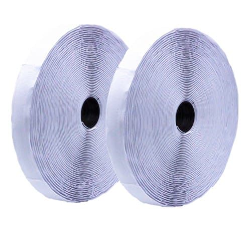 39.3 Feet/12m hook and Loop Adhesive Back Fabric Tape Roll With Gift Scissors Velcro (White) (white)