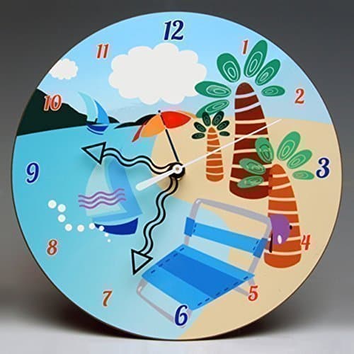 8" Round Beach Wall Clock ~ a whimsical ready-to-hang decorative piece of wall art for any room in the house.
