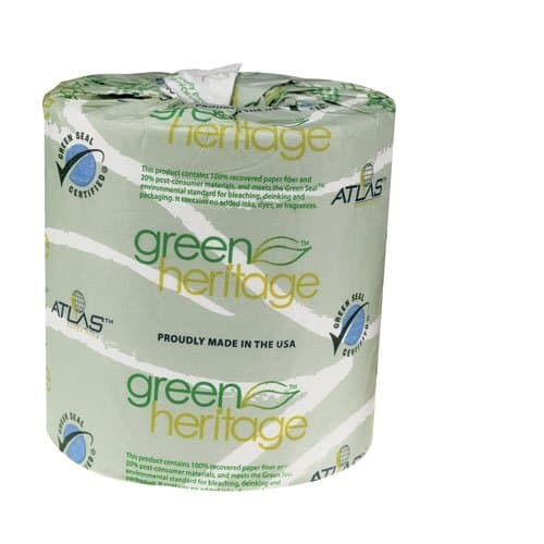 Green Heritage 250 4.5" Length x 3.8" Width, 2-Ply Bathroom Tissue (Case of 96 Rolls, 500 per Roll)