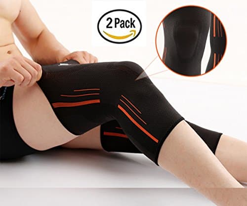 Support Knee Compression Sleeve, Best Knee Support for Meniscus Tear, Knee Brace Sleeves for Joint Pain and Arthritis Relief, Support for Running, Cross Fit, Basketball and other Sports(1 Pair)