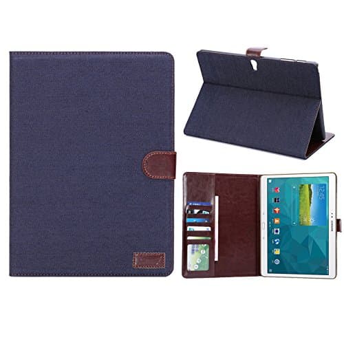 Samsung Galaxy Tab S 10.5 Case, Nicelin Jean Pattern PU Leather Wallet Type Magnet Design Flip Stand Case for Samsung Galaxy Tab S 10.5-Inch Tablet (SM-T800 / SM-T807) (Black)