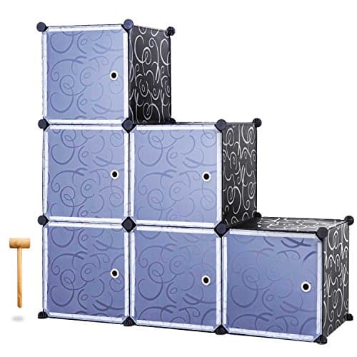 SOPHIRE 6 Cube Large Size DIY Storage Organizer Plastic Closet Cabinet Bookcase (Side Length 37 Centimeter)