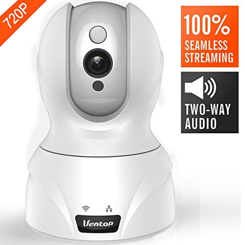 Ventop Indoor Wireless IP Camera - HD 720p Network Security Surveillance Home Monitoring Featuring Motion Detection, Night Vision, PTZ, 2 Way Audio, iPhone Android Mobile App - PC WiFi Access