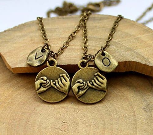 Generic2PCS/set Personalized Initial Necklace/Bracelet Hand In Hand,Heart To Heart, Best Friend Necklace/Bracelet Set,Boyfriend GirlFriend Gift, Christmas Gifts,Couples Gift,Valentine's Day