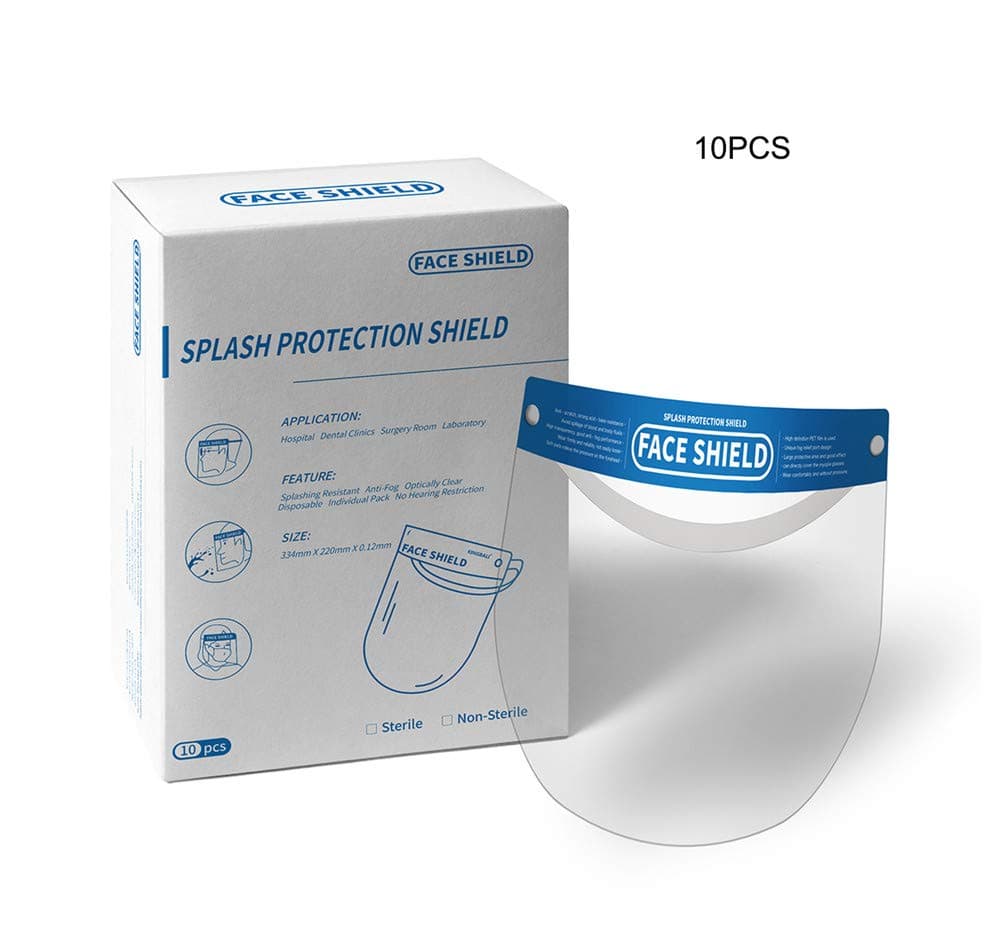 Disposable Face Shield Safety Shield Protect Eyes and Face with Protective Clear Film Elastic Band and Comfort Sponge,10PCS
