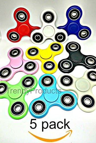 $2 each, 5 Pack Fidget Spinners 2 minutes + ~ Wholesale Random Color Bundle Bulk Relax Therapy, Stress Pack Green Red Black White Blue Yellow