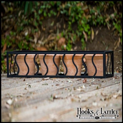 Rhoyne Black Metal Rectangular Planter 60 inches Long