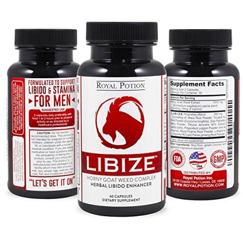 Libize Herbal Manliness Enhancer - Increase Libido and Stamina with a Blend of Horny Goat Weed, Maca, Tongkat Ali, Panax Ginseng, Tribulus, L-arginine. 60 Count. Especially Formulated For Men!
