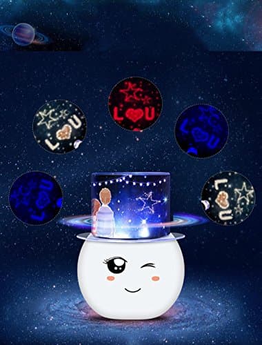 Night light sky color projection lamp button mini cartoon usb charging LED colorful birthday lover sky projector colorful gradient 360 degree rotation energy saving (PATTERN : Meng chick)