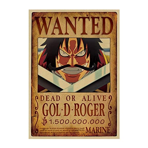 2018 Latest One Piece D Luffy Wanted Wall Scroll, Wanted Posters Kraft Paper,20.514 inch (D.Roger)