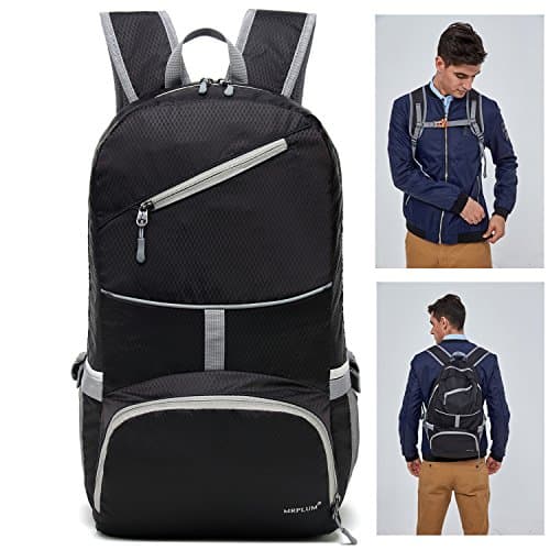 25L-30L rucksack Packable Backpack Light Backpack , Unisex Handy Daypack for Travel &amp; Camping , Outdoor Sports Durable &amp; Folding Backpack (black)
