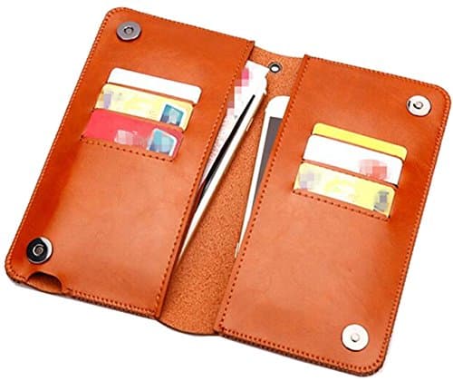 iPhone 7 Plus Sleeve Case -Miniease Wallet Folio Phone Protective Slim Fit Case with Magnetic Closure for iPhone(5.5" or 4.7'') - Soft Super Fiber Leather (Brown)