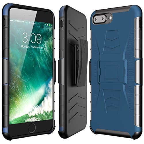 iPhone 8 Plus/7 Plus Belt Case, VAKO Slim Shockproof Belt Clip Holster Cover with Kickstand and Extra Heavy Duty Protection Stand Shell for iPhone 8 Plus/7 Plus (Blue)