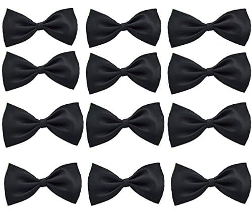 Glittermall Solid Color Adjustable Boys Kids Bow Tie Collection - Black Color/12pcs