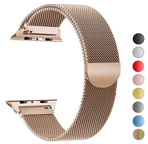 MouKou Straps for Apple Watch Series 4/3/2/1 38mm 40mm 42mm 44mm Milanese Mesh Loop with Magnetic Clasp Stainless Steel Replacement Strap