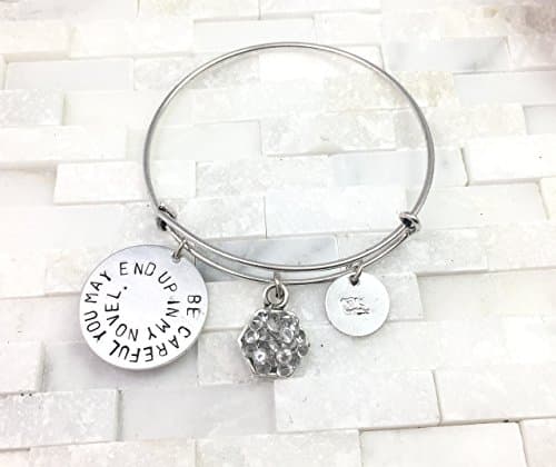 Stacking Adjustable Charm bangle bracelet hexagon stardust- Be careful you may end up in my novel