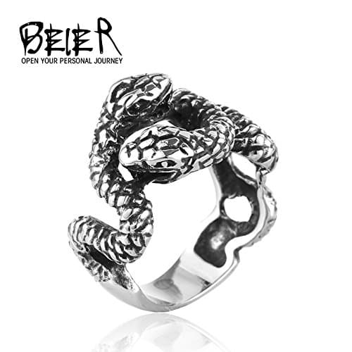 Rainy Today Ring New Double Snake Head Ring For Man Stainless Steel Man's Fashion Jewelry BR2047 US size 10.0