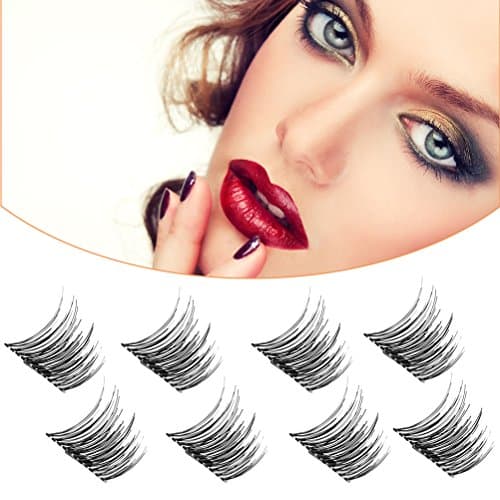 Magnetic False Eyelashes [ No Glue Needed ], Ultra-thin 0.2mm Fake Magnet Eyelashes for Natural Look, Perfect Gift for one your love ( 2 Pair 8 Pieces )
