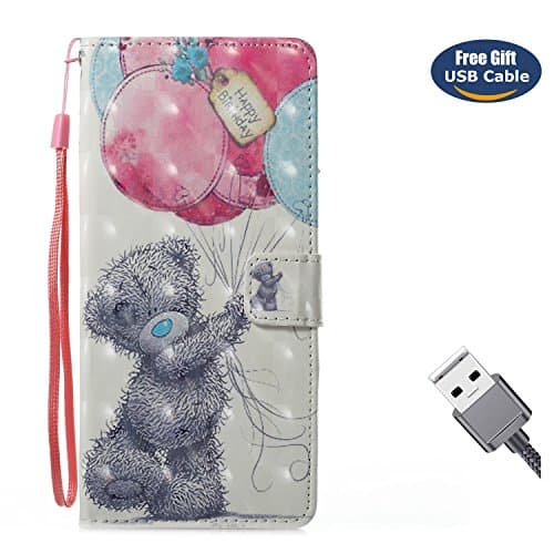 Aireratze Galaxy Note 8 case,Galaxy Note 8 cover, [Wallet Case] Premium Soft PU Leather Notebook 3D Surface Design Case ID Slot Slim Flip Skin Cover for Samsung Note 8(Baby Bear)+USB cable