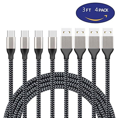 USB Type C Cable, VOMELON Durable Braided Fast Charging Cable 4 Pack 3FT USB C Cable Charger Cord For Galaxy S8, S8+, Macbook, Nintendo Switch, SONY XZ, LG V20 G5 G6, Htc 10 And More-Black+Blue