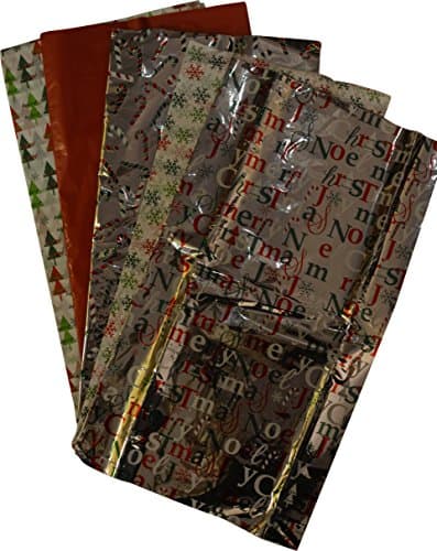 silver Christmas Tissue Paper, Hologram printed &amp; Solid, assorted designs, 50 Sheets