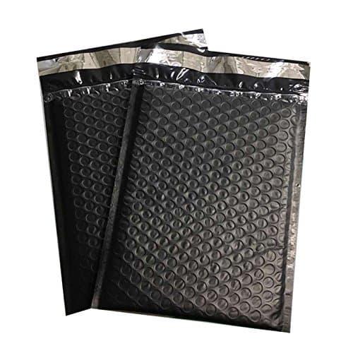50 #0 6x10 Black Poly Bubble Mailers Shipping Envelopes Plastic Mailing Bags Self-Seal, Tear Proof by Proosh (Black)
