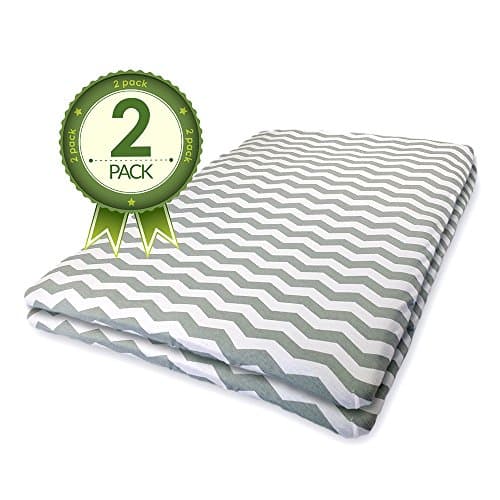 Pack N Play Crib Sheets 2 Pack Of Grey Chevron Fitted Sheets for Boys and Girls