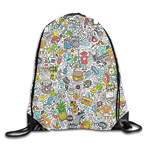 Comic Pop Art Doodle Color Drawstring Backpack Rucksack Shoulder Bags Sport Gym Bag Travel